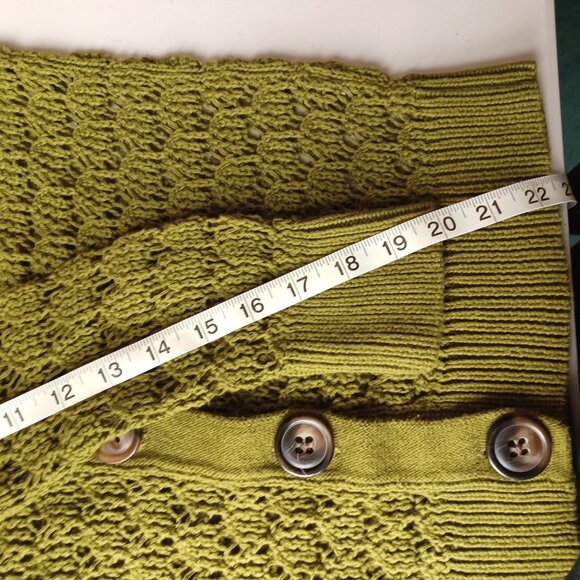 Vintage 100% Cotton Pointelle Knit Cardigan, Olive Green, XS/S - Picture 8 of 8